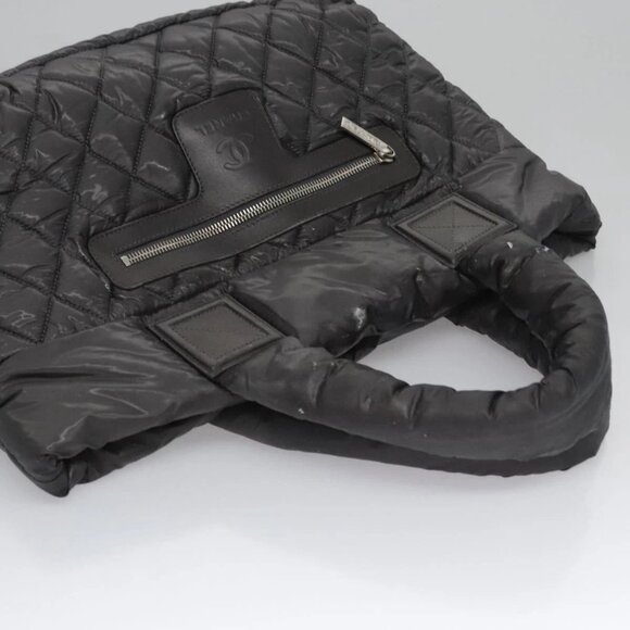 CHANEL Cococoon Hand Bag Nylon Black Silver CC - Picture 5 of 16